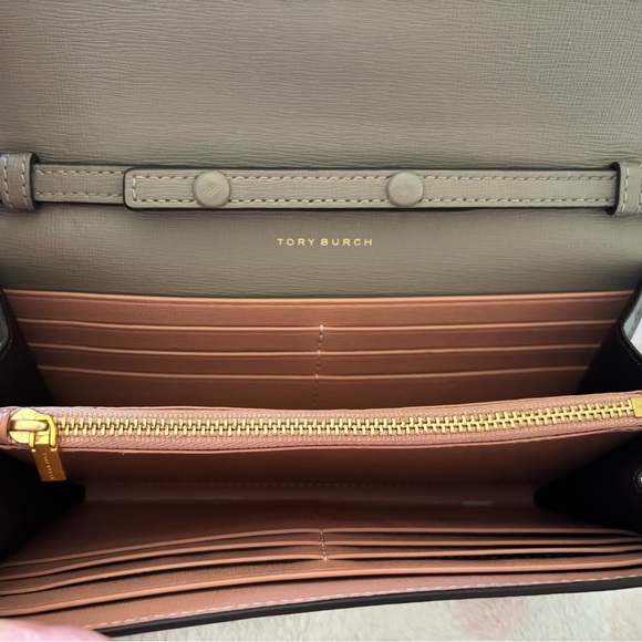Tory Burch Taupe /gray Gold Crossbody wallet Clutch - Picture 4 of 7